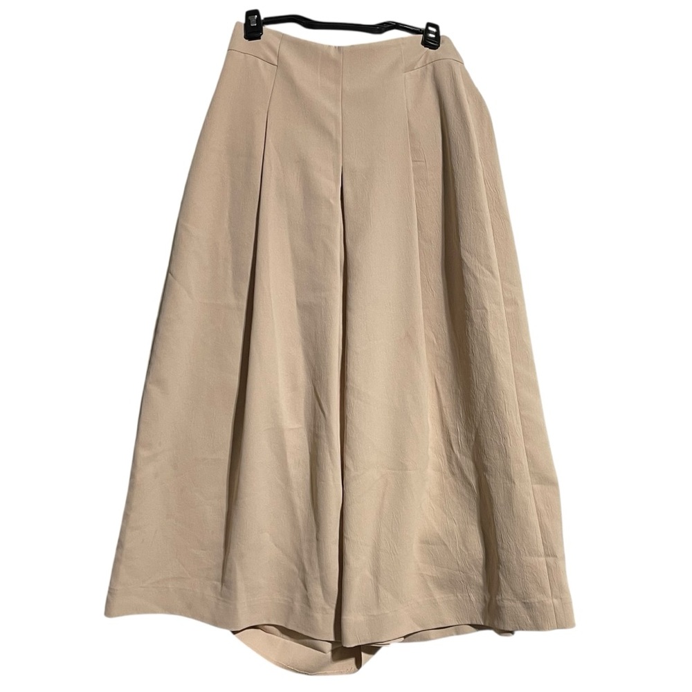 Tibi High Waist Pleated Front Culottes Gauchos Cropped Pants Beige Size 4